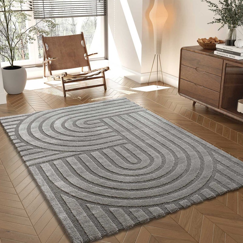 Szary prostokątny dywan wewnętrzny 120 x 170 cm SNOWY skandynawski - ATTICGO