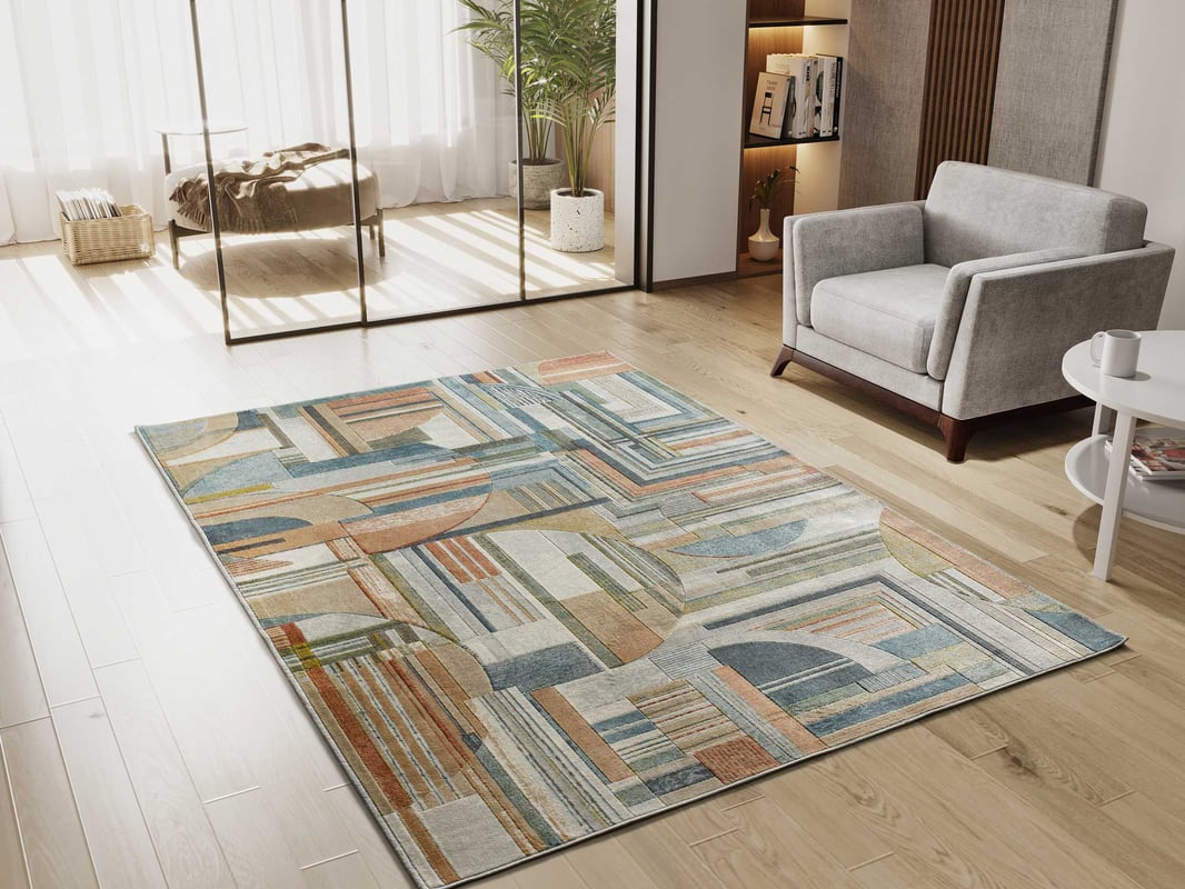 Prostokątny wielokolorowy dywan do wnętrz 160 x 230 cm geometryczny BLEIK - ATTICGO