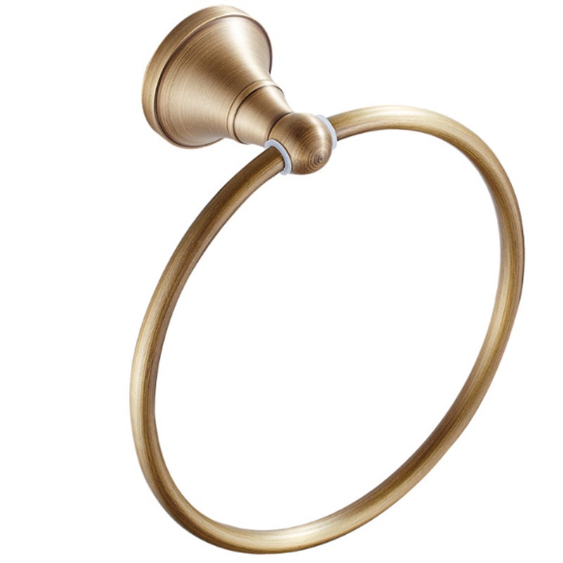 Okrągły, żółty, mosiężny wieszak na ręczniki, montowany na ścianie, bez wiercenia, elegancki wieszak łazienkowy 18×18×7,2 cm