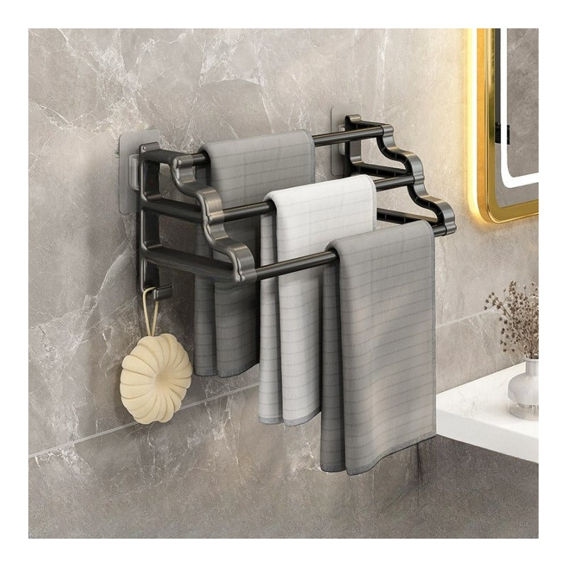 Wieszak na ręczniki, bezwiertłowy wieszak na ręczniki do łazienki, drążek na ręczniki, półka łazienkowa, wieszak na ręczniki do umywalki, czarny 50 cm