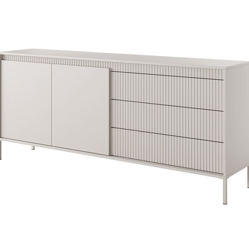 Komoda: 3 szuflady, 2 drzwi, kaszmir, 81,4 x 187,1 x 39,5