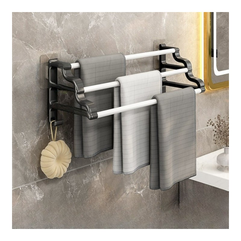 Wieszak na ręczniki, bezwiertłowy wieszak łazienkowy na ręczniki, drążek na ręczniki, półka łazienkowa, wieszak na ręczniki pod umywalkę, biały 50 cm