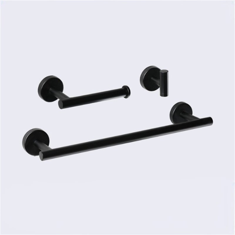 Zestaw łazienkowy 3-częściowy, wieszak na ręczniki ze stali nierdzewnej, montowany na ścianie, drążek na ręczniki łazienkowe - czarny