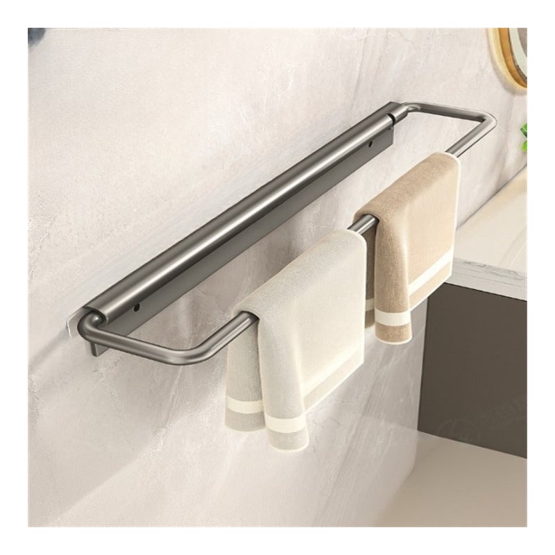 Wieszak na ręczniki łazienkowe, uchwyt na ręczniki, drążek na ręczniki, bez wiercenia, ścienny, składany, 40×4,7×6,5 cm - szary