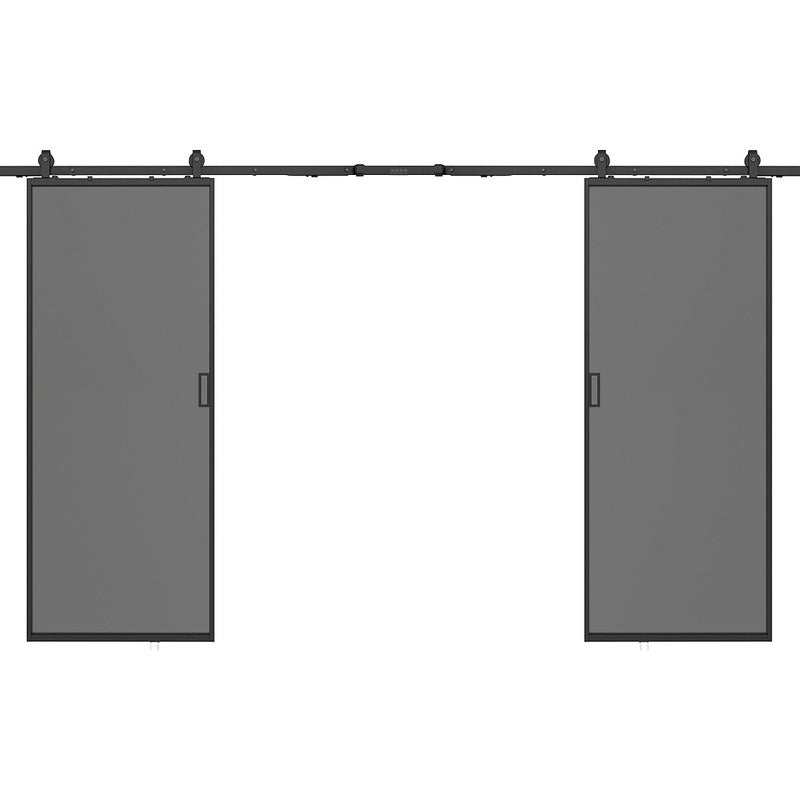 Drzwi przesuwne naścienne podwójne - aluminium i dymione szkło hartowane - 2 x wys. 205 x szer. 93 cm - LINCI II