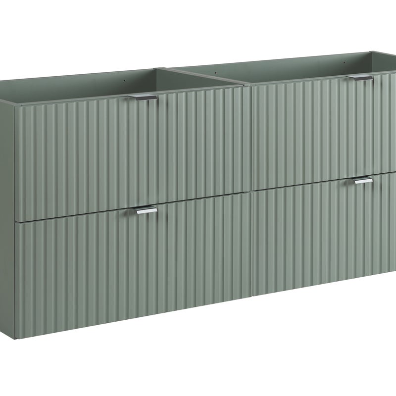 Szafka łazienkowa LINE REED GREEN 160 cm zielona wisząca ryflowane fronty 4 szuflady