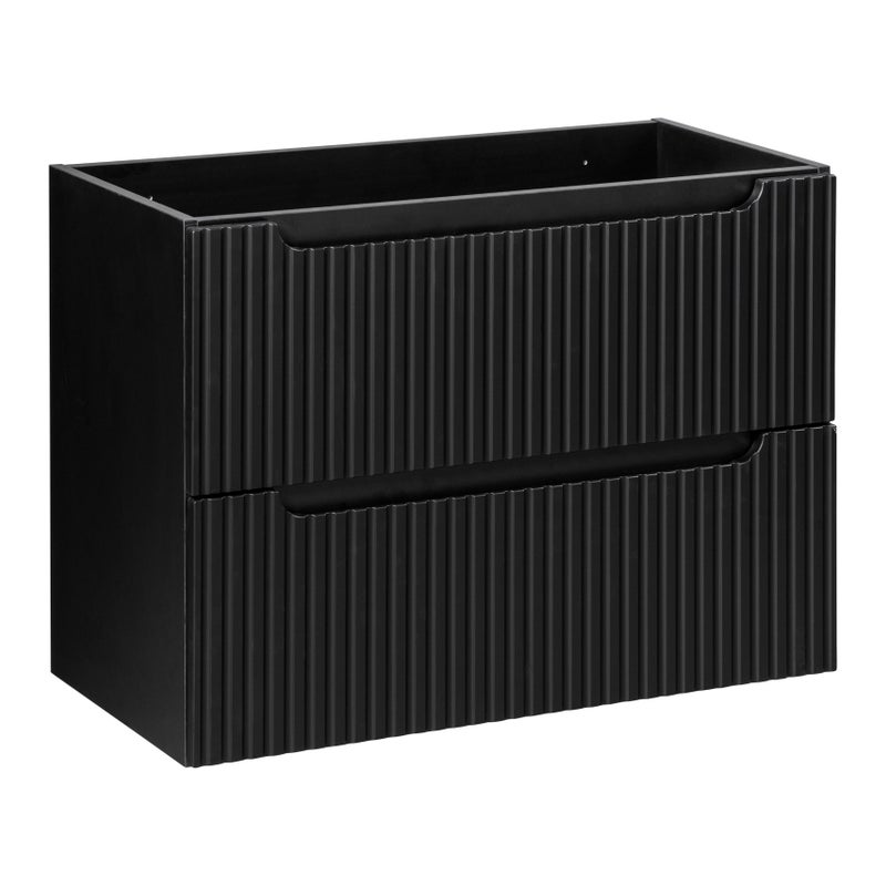 Szafka łazienkowa NOVA BLACK 80 cm czarna ryflowane fronty 2 szuflady