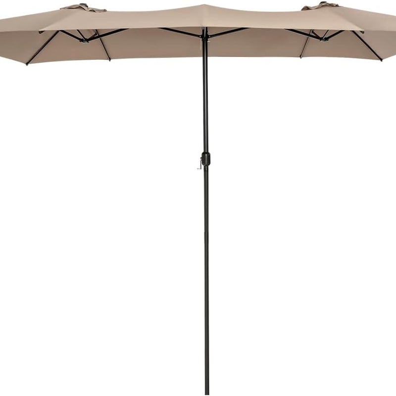 Podwójny Parasol Ogrodowy 430 x 260 cm – Prostokątny Parasol z 10 Metalowymi Żebrami, Ochrona przed Promieniowaniem UV, bez Podstawy, Brązowy
