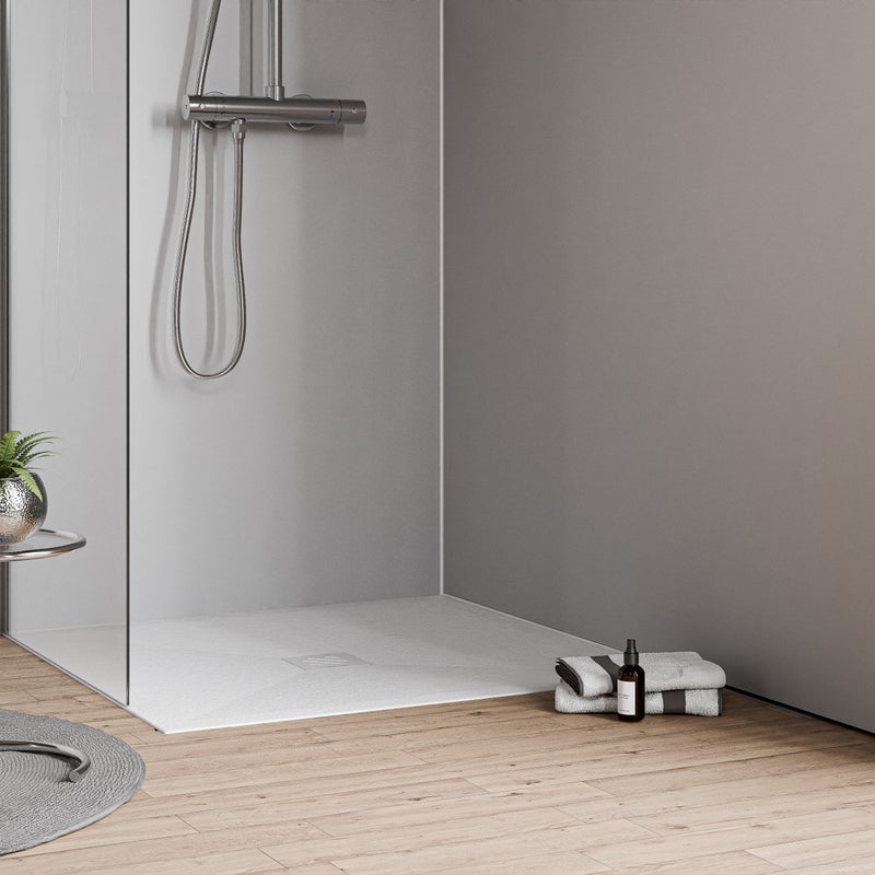 Bernstein brodzik płaski VIREO odlew mineralny 90x90 biały mat