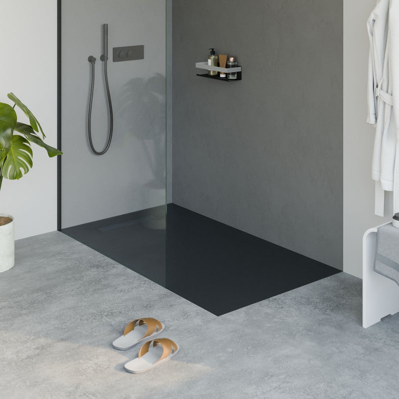 Bernstein Brodzik płaski odlew mineralny LAVOA 140x80 antracytowy mat