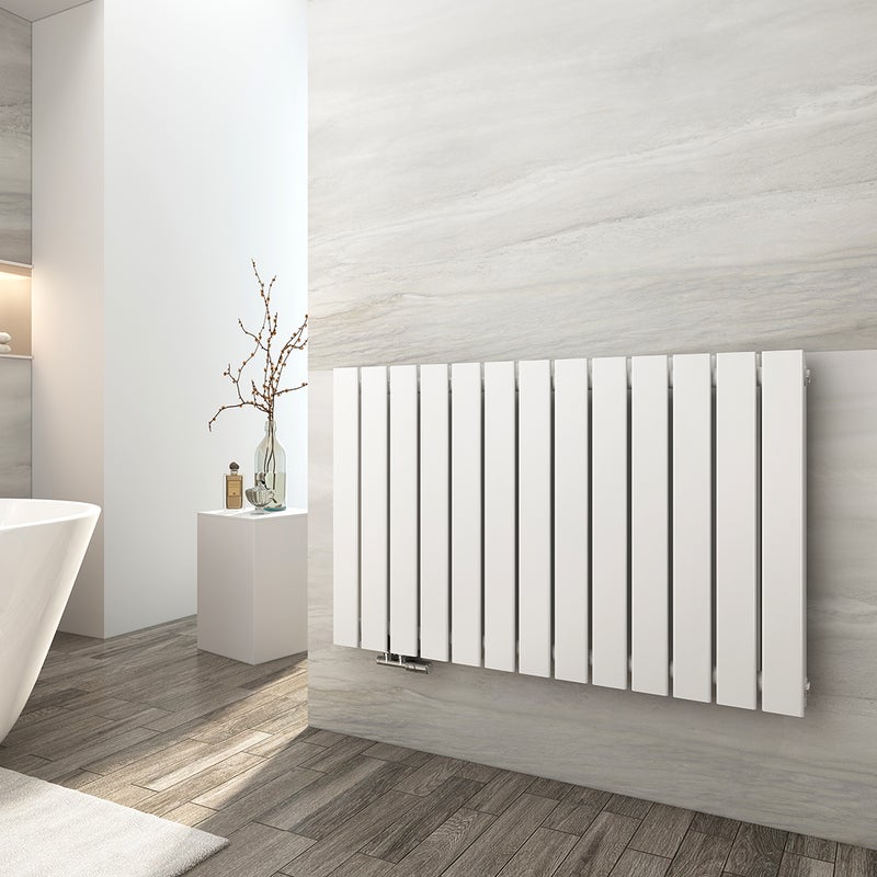 EMKE Grzejnik Stalowy Podwójny Poziomy 1343W, 63x100,6 cm, 4 bar, do 12 m² – Biały