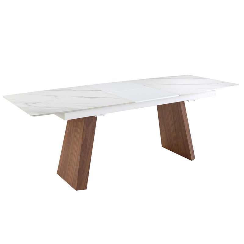 Rozkładany stół do jadalni owalna lufa marmur porcelanowy i orzech włoski Ø180 x 90 x 76 cm