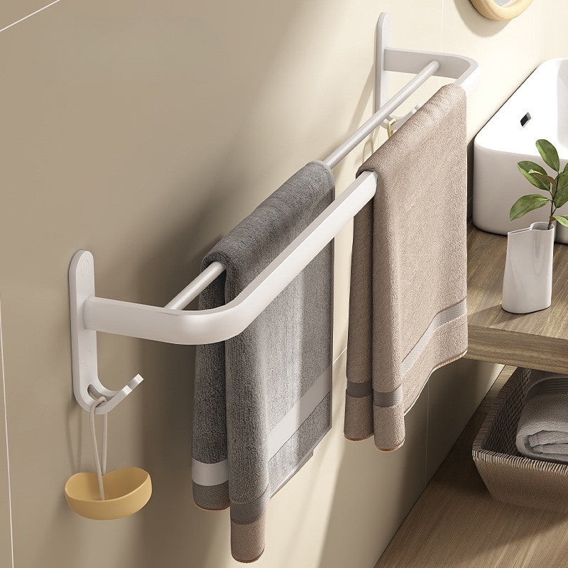 Wieszak na ręczniki łazienkowe, uchwyt na ręczniki, 49×10×4 cm, bez wiercenia, pojedynczy drążek, półka łazienkowa
