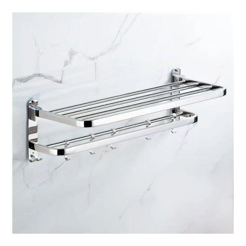 Składany wieszak na ręczniki, 50 cm, półka łazienkowa ze stali nierdzewnej 304, uchwyt na ręczniki bez wiercenia, montaż na ścianie