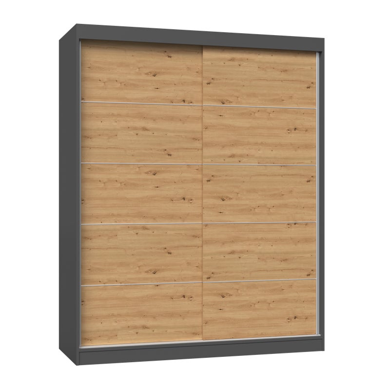 Szafa: 2 drzwi, antracyt/rzemieślniczy, 61 x 200 x 160 cm