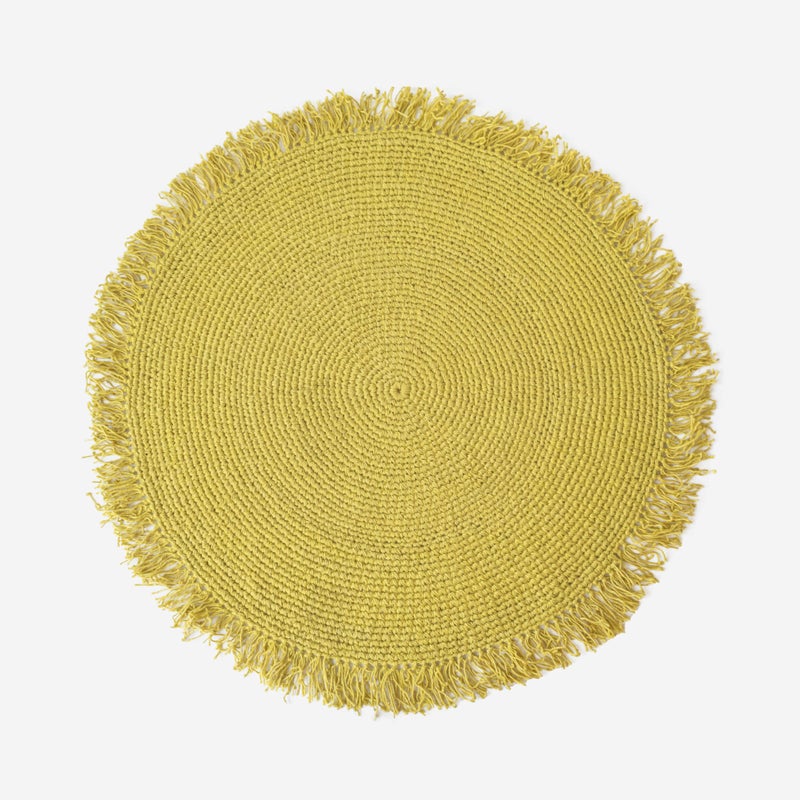 OKRĄGŁY DYWANIK JUTA MAT ŻÓŁTY Ø116CM