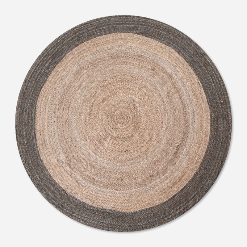 Okrągły dywan jutowy naturalny z ciemnobrązowym Ø150 cm