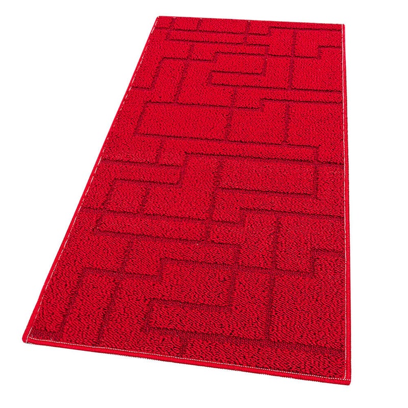 Dywan Kuchenny 50x80 cm Antypoślizgowa 100% Made in Italy Graniczy Zmywalny Geometryczny Jednolity Kolor Burgundowy