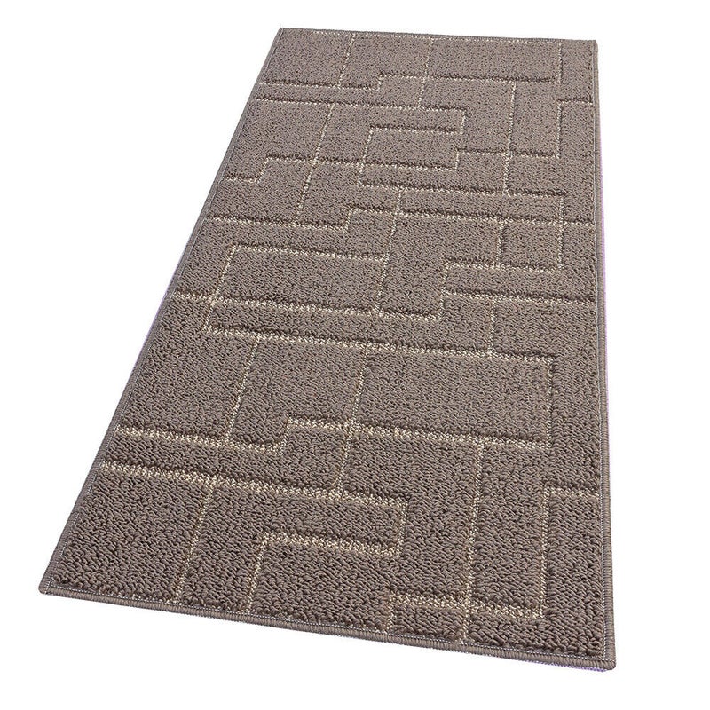 Dywan Kuchenny 50x145 cm Antypoślizgowa 100% Made in Italy Graniczy Zmywalny Geometryczny Jednolity Kolor Beżowy