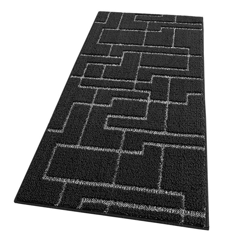 Dywan Kuchenny 50x80 cm Antypoślizgowa 100% Made in Italy Graniczy Zmywalny Geometryczny Jednolity Kolor Czarny