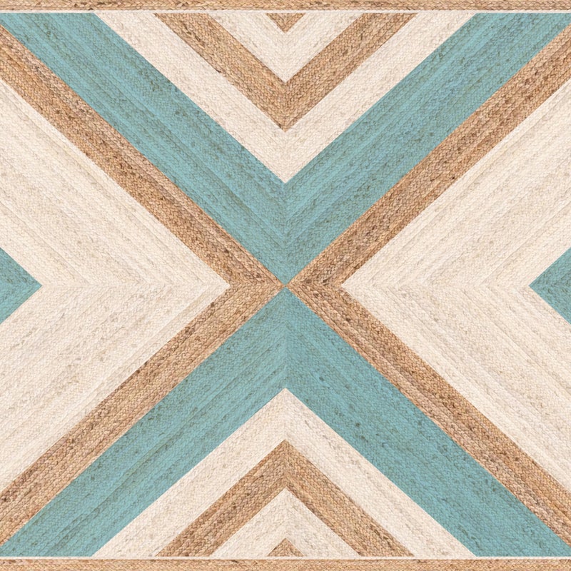 Dywan winylowy Tahir Blue 160x240 cm - antypoślizgowy dywan z PVC, gładki nadruk, winylowy dywan do kuchni lub salonu, zmywalny