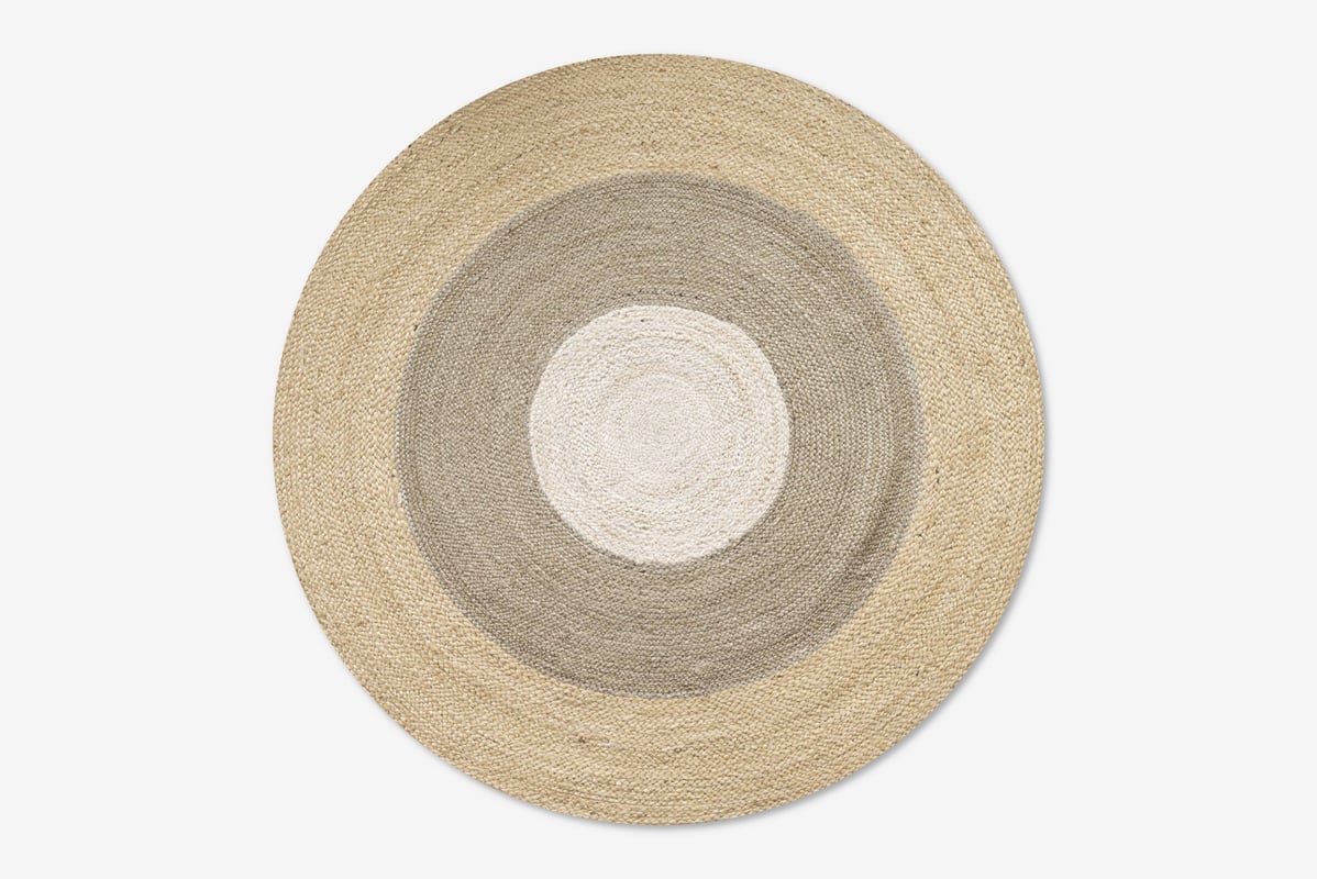 Okrągły dywan jutowy trójkolorowy w odcieniach ziemi Ø140 cm