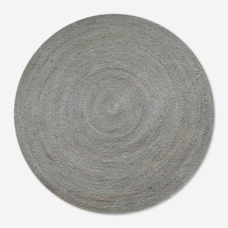 Okrągły dywan jutowy szary Ø140 cm – ręcznie pleciony, naturalny i stylowy