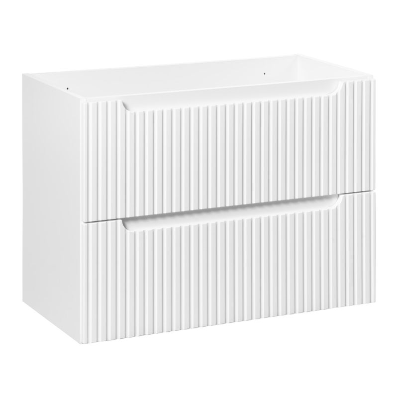 Szafka łazienkowa NOVA 80 cm biała ryflowane fronty 2 szuflady