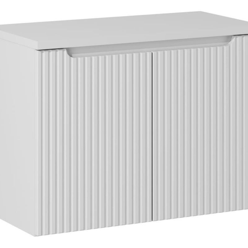 Szafka łazienkowa NOVA 80 cm biała z blatem ryflowane fronty 2 drzwi