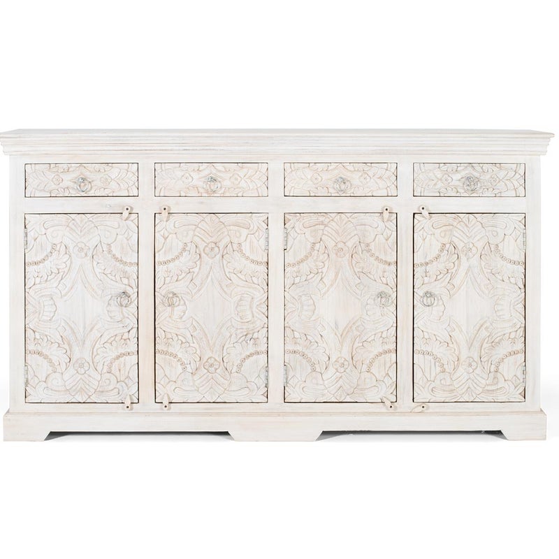 Bufet en bois manguier blanc vieilli