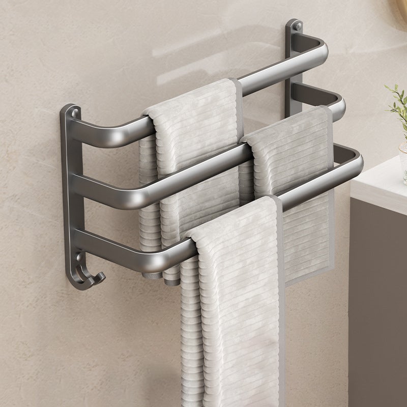 Wieszak na ręczniki, wieszak ścienny, wieszak na ręczniki bez wiercenia, potrójny szary drążek 50 cm
