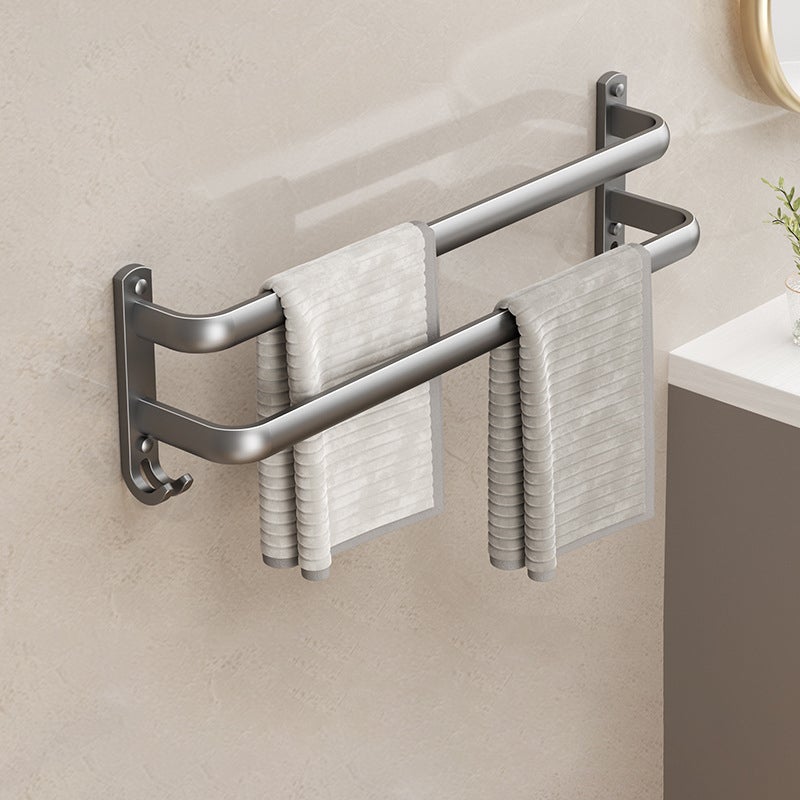 Wieszak na ręczniki, wieszak ścienny, nie wymaga wiercenia, szary, podwójny drążek 60 cm