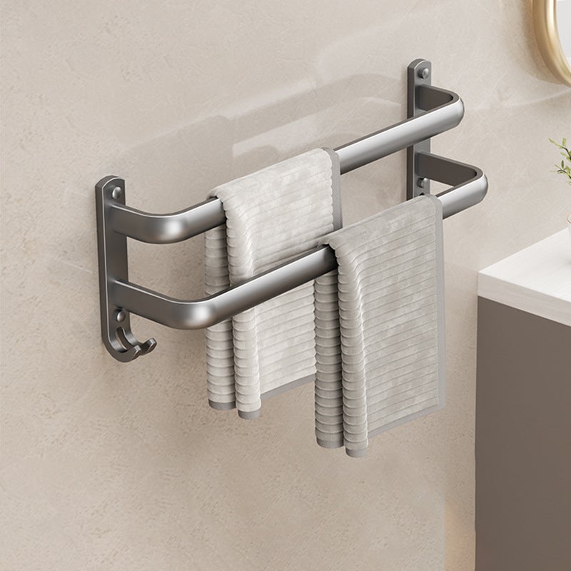 Wieszak na ręczniki, wieszak ścienny, nie wymaga wiercenia, szary, podwójny drążek 50 cm