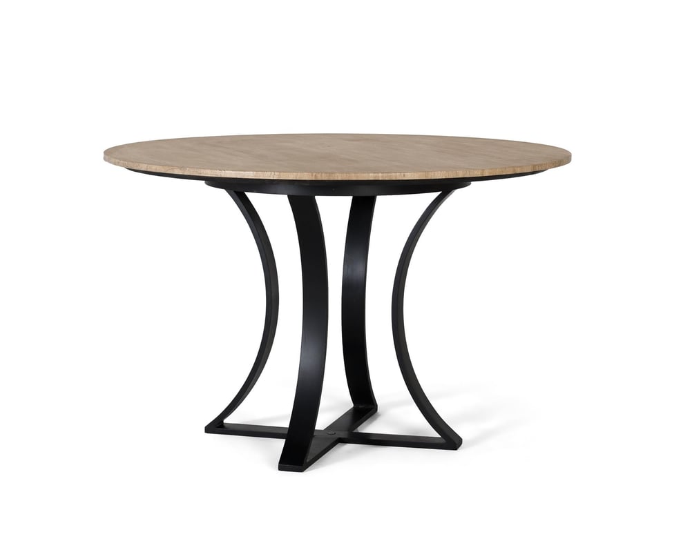 Stół z uchwytem z marmuru trawertynowego i metalową podstawą 120cm