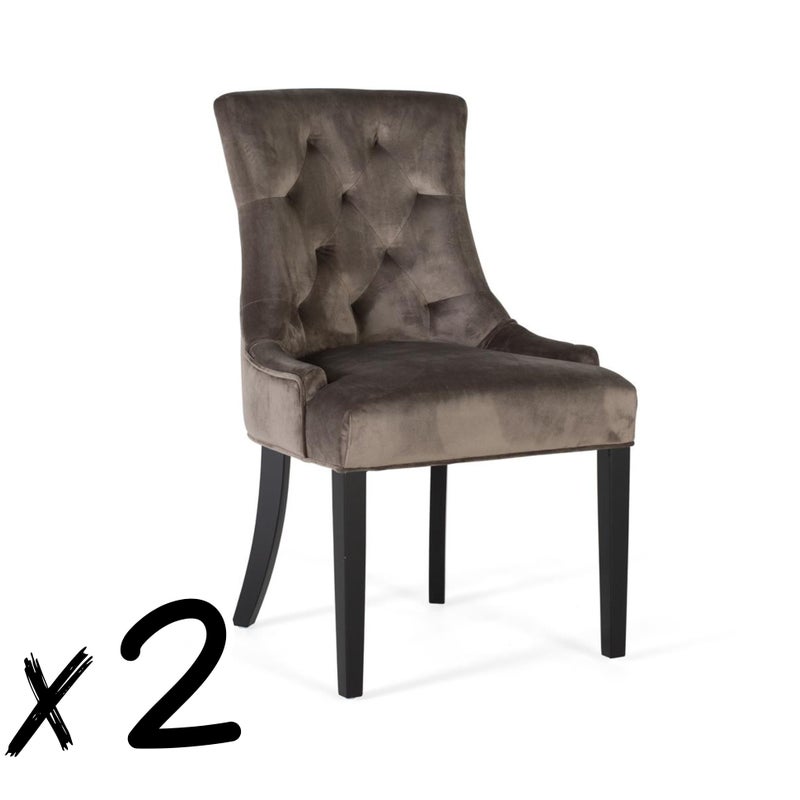Zestaw 2 krzeseł tapicerowanych poliestrem z wykończeniem welurowym