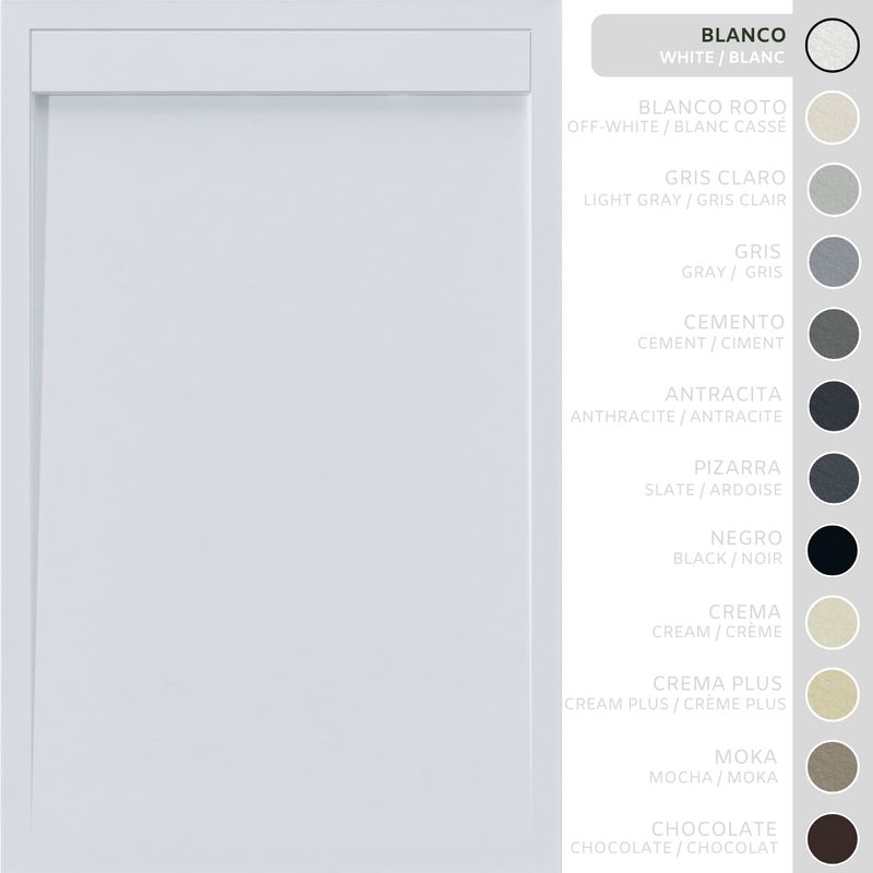 SOULHOME Brodzik prysznicowy– Żywica– Gel Coat– Gładka/Kamienna tekstura – Antypoślizgowy – biały- 170x80- Niski 3cm– Minimalistyczny
