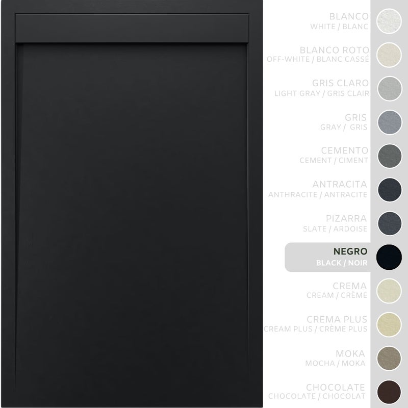 SOULHOME Brodzik prysznicowy– Żywica– Gel Coat– Gładka/Kamienna tekstura – Antypoślizgowy – czarny- 130x90- Niski 3cm– Minimalistyczny