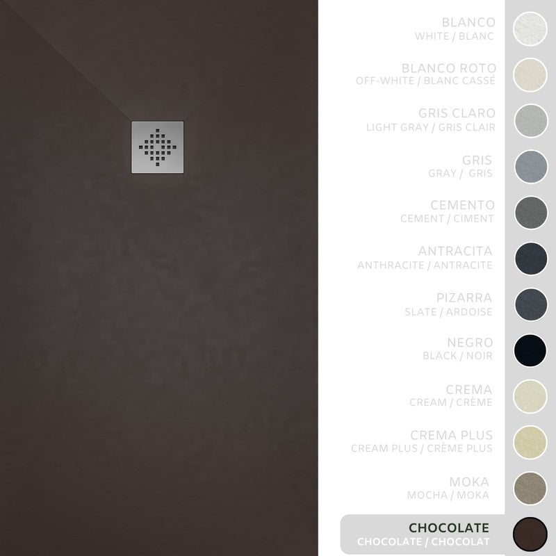 SOULHOME Brodzik prysznicowy– Żywica– Gel Coat– Gładka/Kamienna tekstura – Antypoślizgowy – Kolor czekoladowy – 100X70- Niski 3 cm– Standard