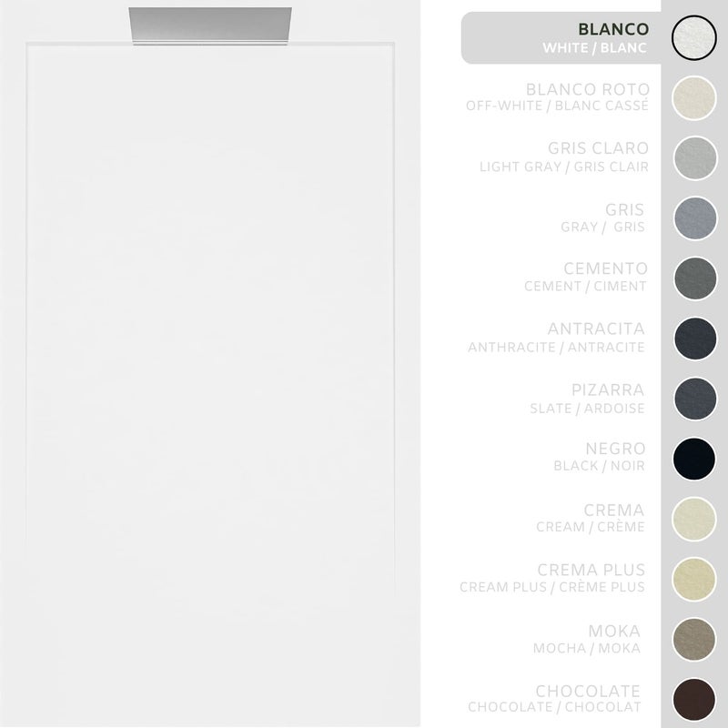 SOULHOME Brodzik prysznicowy– Żywica– Gel Coat– Gładka/Kamienna tekstura – Antypoślizgowy – biały- 180x90- Niski 3cm– Elegancki
