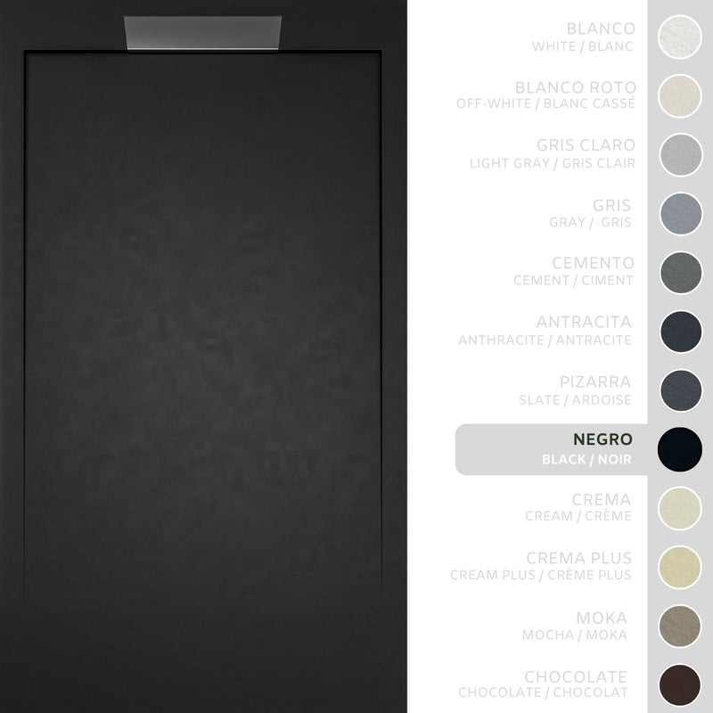 SOULHOME Brodzik prysznicowy– Żywica– Gel Coat– Gładka/Kamienna tekstura – Antypoślizgowy – czarny- 120x80- Niski 3cm– Elegancki