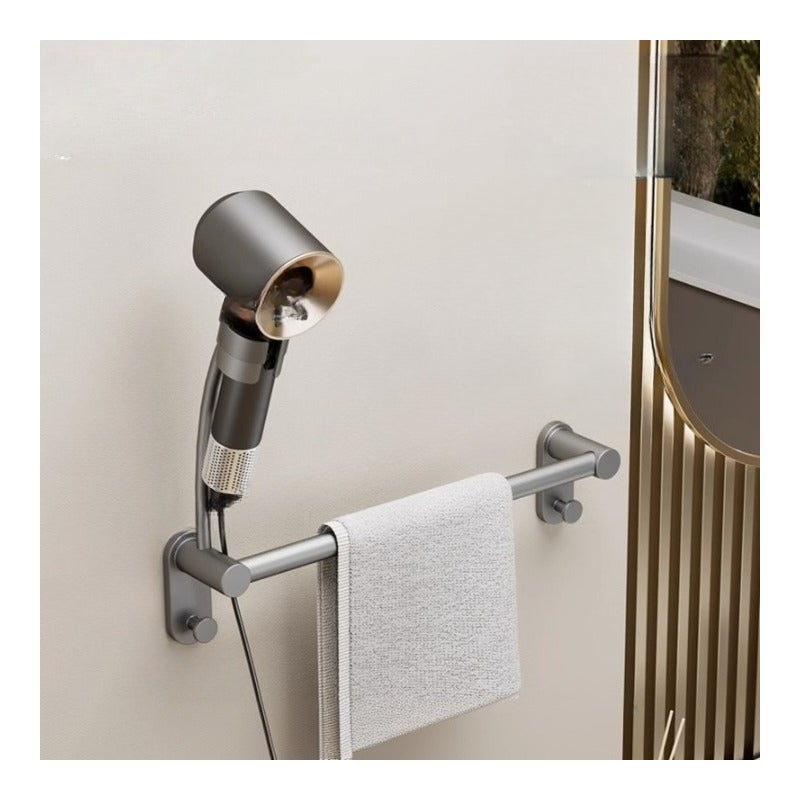 Uchwyt na suszarkę do włosów, ścienny, na ręczniki, ciemnoszary, 50*6,5*34,5 cm