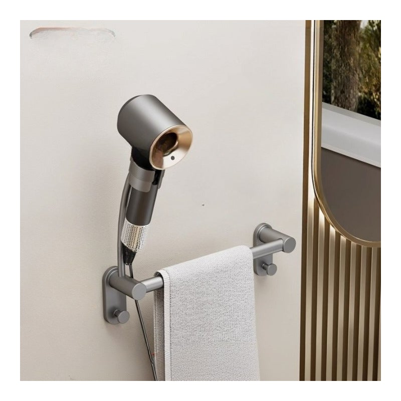 Uchwyt na suszarkę do włosów, ścienny, na ręczniki, ciemnoszary, 30*6,5*34,5 cm