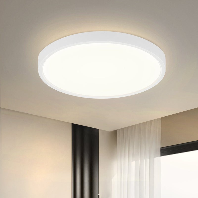 NETTLIFE Lampa sufitowa LED okrągła 15W nowoczesna 22cm neutralna biała płaska IP44 Lampa łazienkowa do sypialni i kuchni