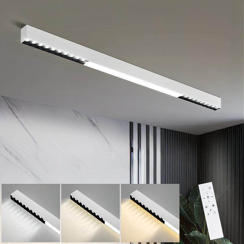 NETTLIFE Lampa sufitowa LED Biała 32W Nowoczesna ściemnialna lampa z pilotem Długa lampa biurkowa 107CM do sypialni