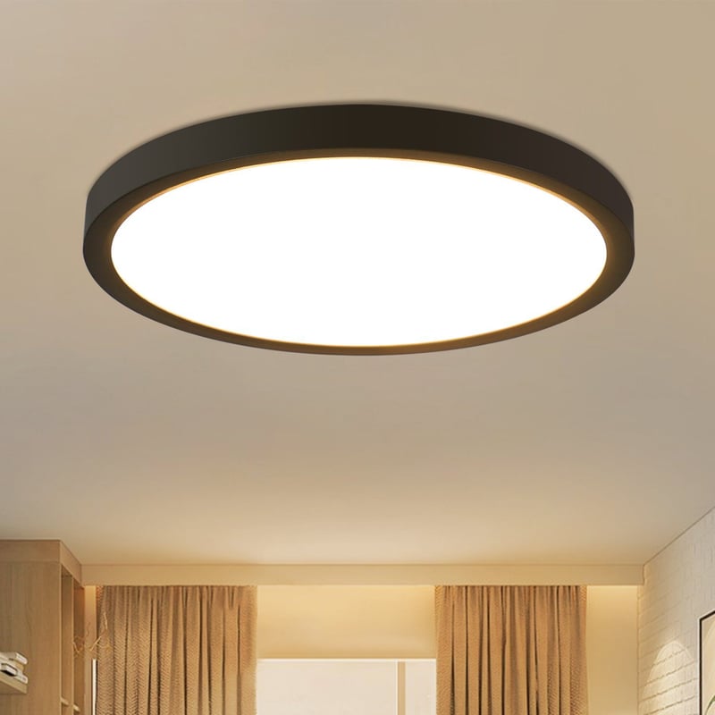 NETTLIFE Lampa sufitowa LED Cool White 15W Czarna średnica 22cm Płaska okrągła lampa IP44 Wodoodporna lampa łazienkowa