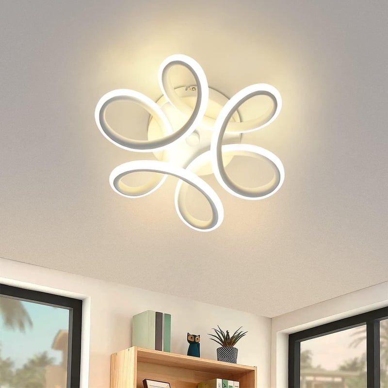 NETTLIFE Lampa sufitowa LED 17 W, 3000 K 27*12 cm Mała nowoczesna ciepła biała lampa z białym geometrycznym wzorem do wejścia do gabinetu