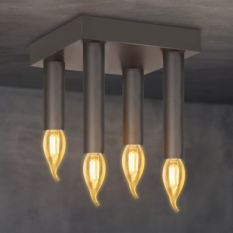NETTLIFE Lampa sufitowa Vintage E14 Lampa przemysłowa Szara lampa do sypialni z 4 metalowymi Reflektorowaami do salonu, kuchni, przedpokoju, baru