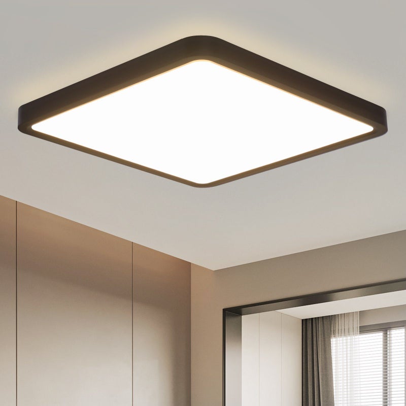 NETTLIFE Lampa sufitowa LED, 23 cm, czarna, 18 W, kwadratowa, do korytarza, 4000 K, do łazienki, kuchni