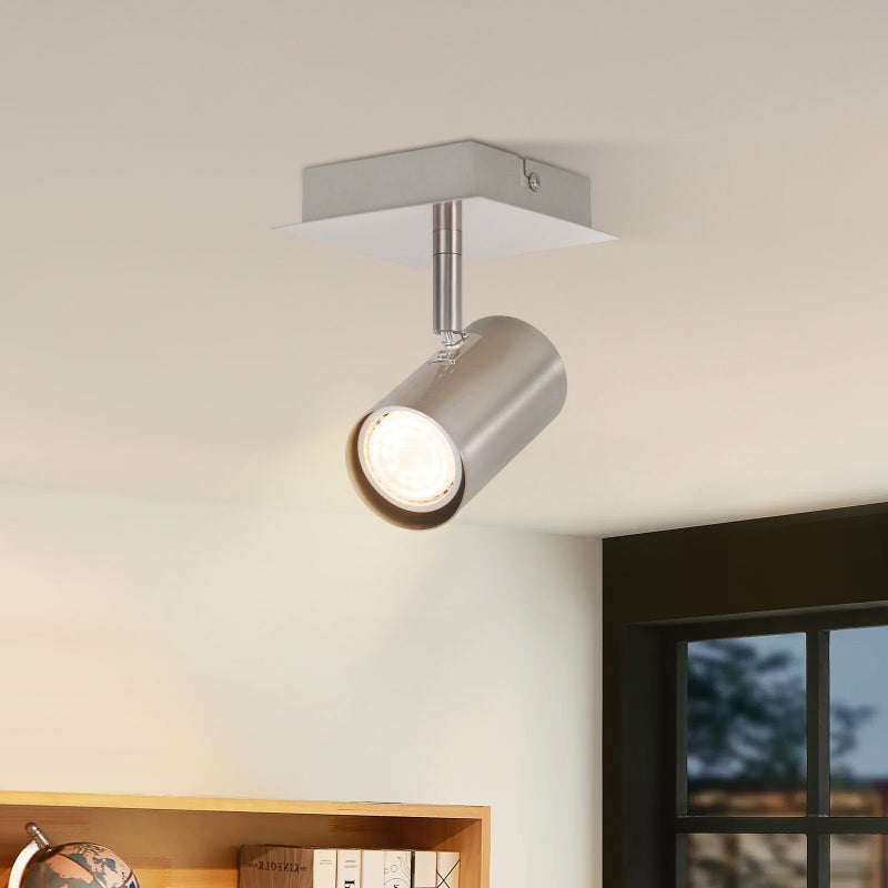 NETTLIFE 1-żarówkowy Reflektorowa sufitowy do korytarza GU10 - niklowany Reflektorowa sufitowy LED 330° bez żarówek