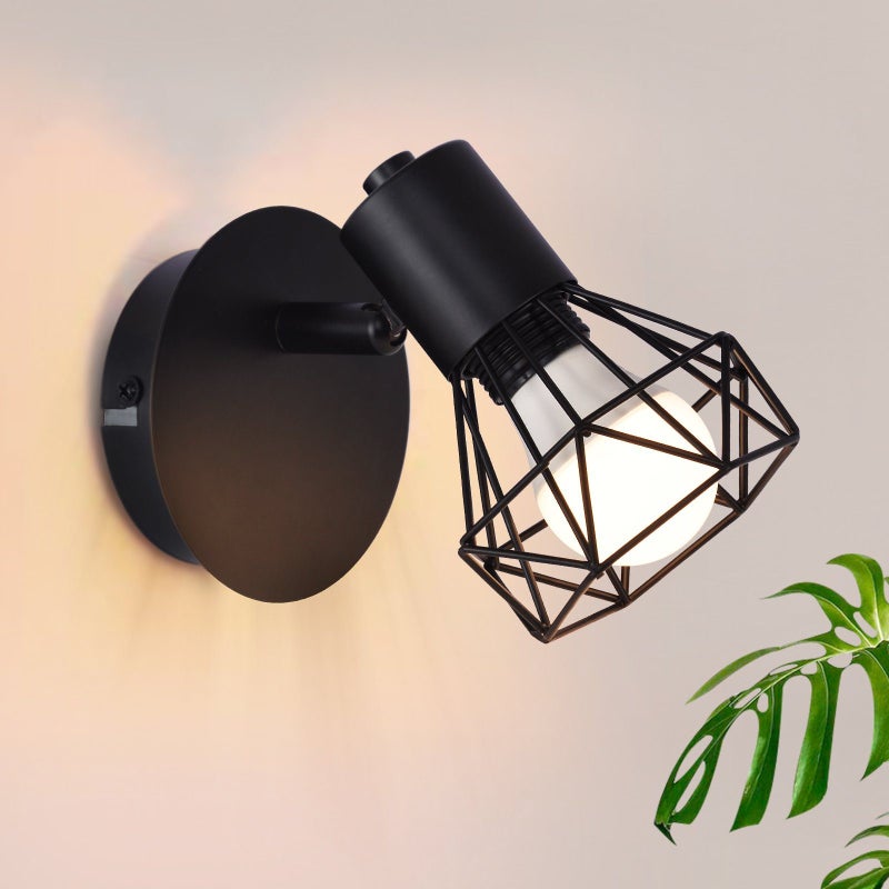 NETTLIFE Czarne Reflektoroway ścienne Retro Reflektoroway ścienne - E14 Regulowany kinkiet Vintage Kinkiet 1 płomień 350°40W